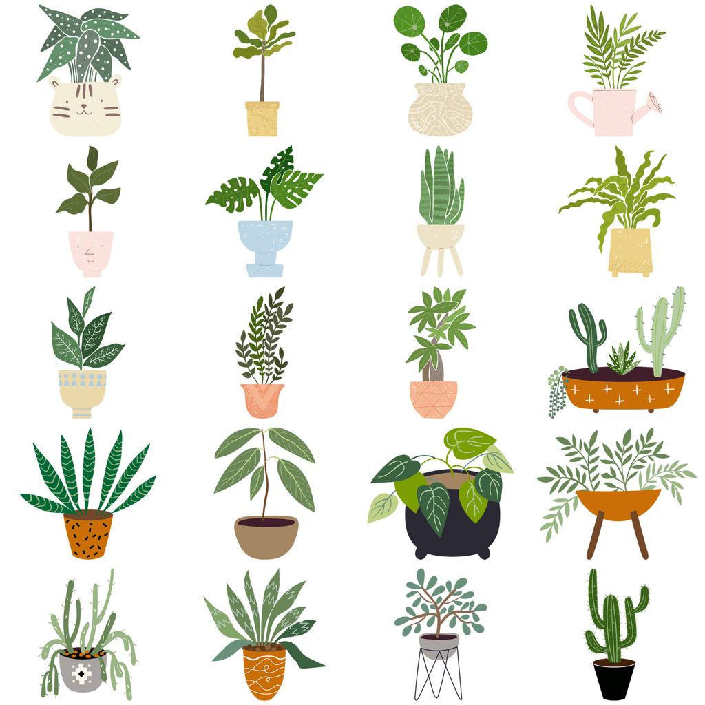 44 Plant Potted Graffiti Stickers Decorate Suitcase Guitar Notebook DIY Waterproof Stickers