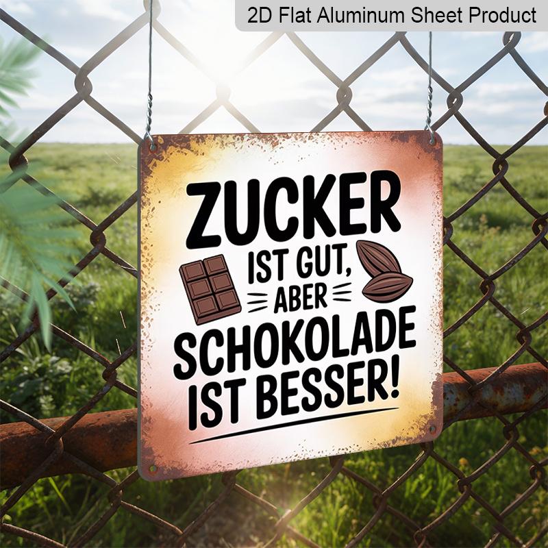 2D Flat - 1pc, Vintage Metal Sign, Outdoor Plaque & Wall Decoration, Chocolate Is Better Sign, German Humorous Kitchen Decor, Chocolate Bar Design