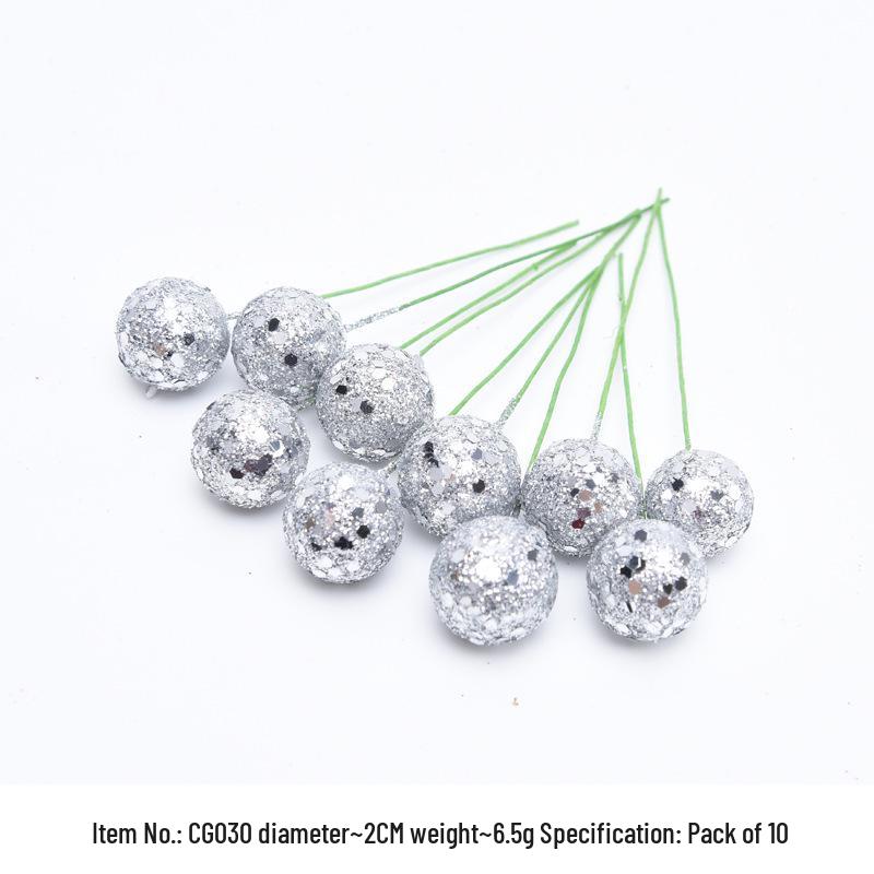 Glitter Foam Red Berry Decorations for Christmas Tree DIY and Photo Props