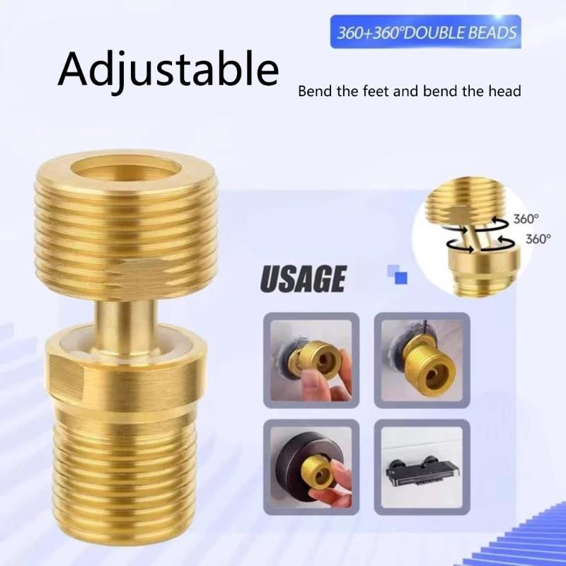 Strong Brass Thread Nipples Adapters Angle Adjustment Shower Faucet Adapters Simple Installs for Valves Connection