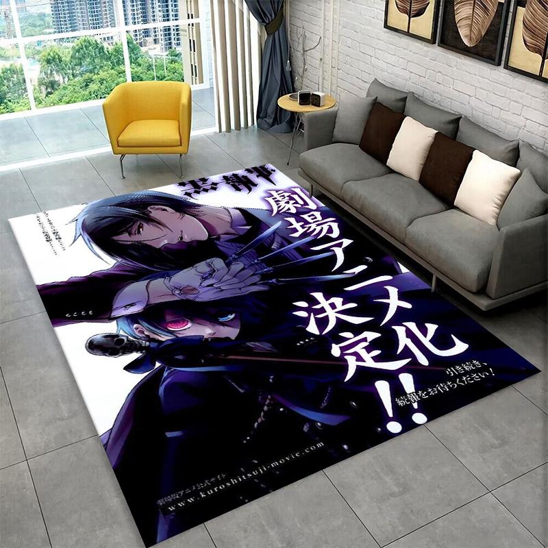Black Butler Cartoon Anime Carpet Rug for Playroom Bedroom Living Room Sofa Home Decor,kid Game Area Rug Non-slip Floor Mat