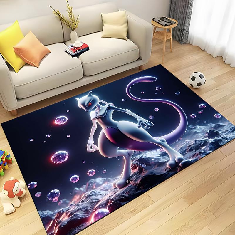 Cool Pokemon-Mewtwo Kreslený Anime Koberec do Obývacího Pokojového Herního Koberce Měkká Podlaha Kreslené Koberce Koupelnová Rohožka Jóga Podložka Domácí Dekor