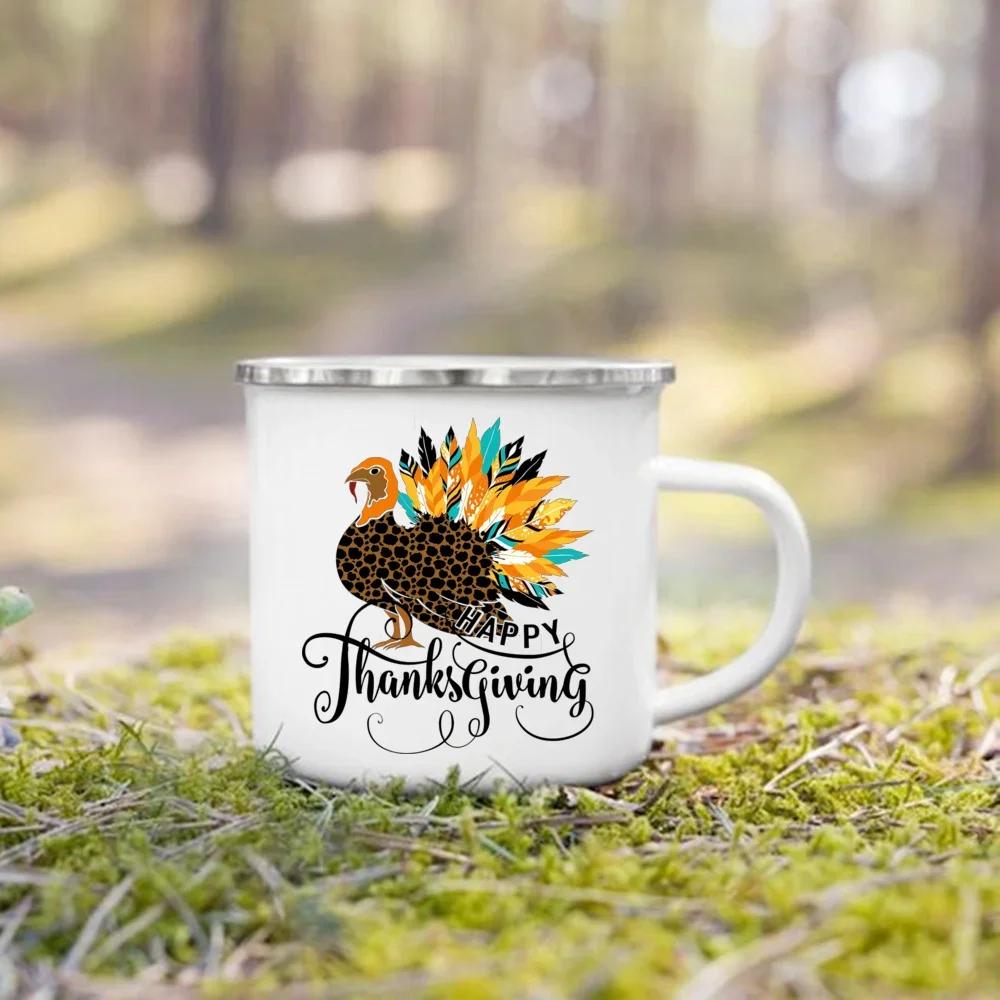 Take Me To The Pumpkin Patch Printed Enamel Mugs Coffee Cups Thanksgiving Party Juice Mug Cocoa  Handle Cup Fall  Holiday Gifts