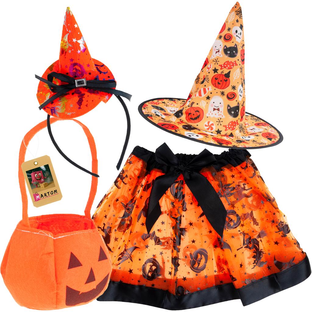 Witch costume, black, shiny, for girls, hat and cape, Halloween outfit, set