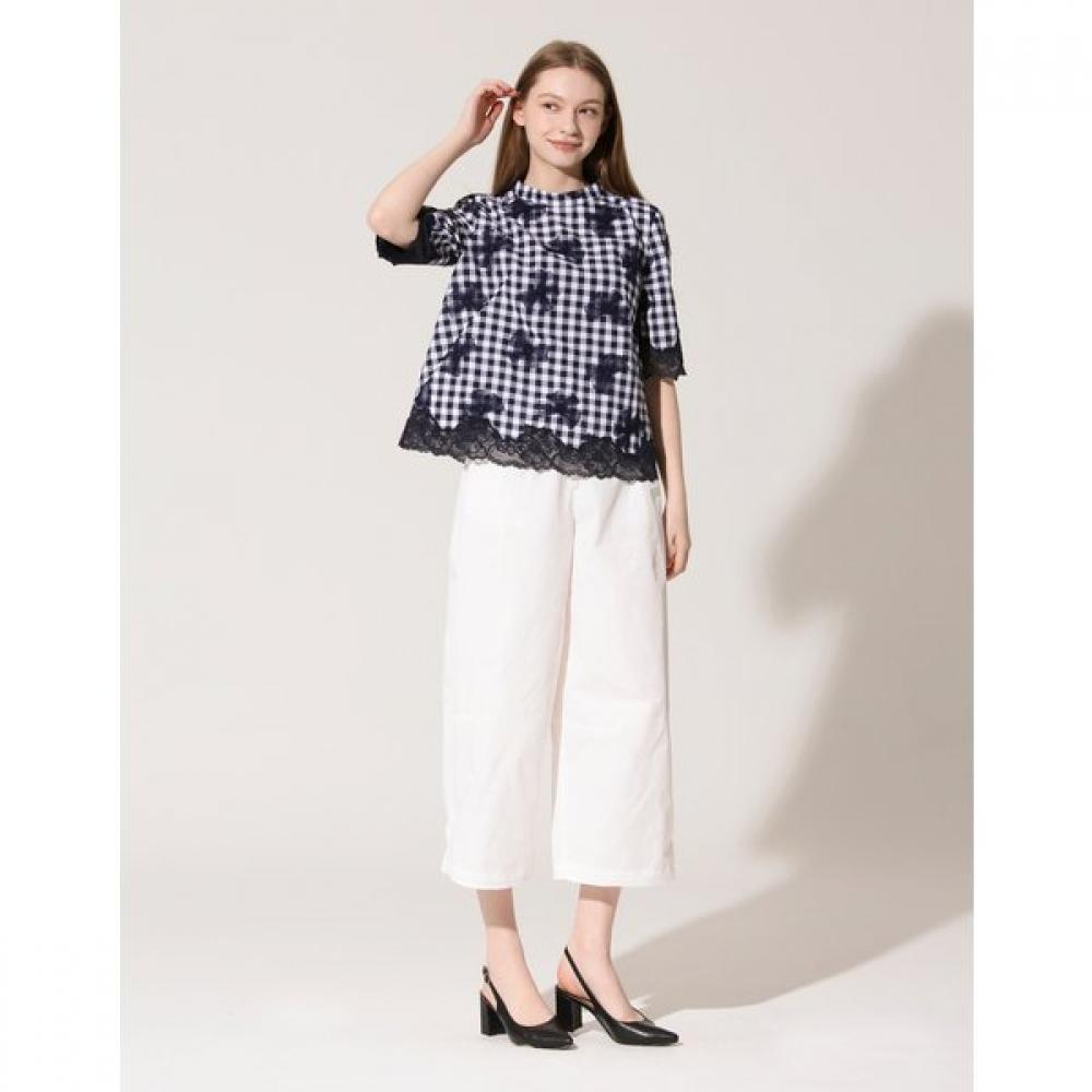 Son Jung Wan Women Check Flower Lace Blouse Zbl6262170