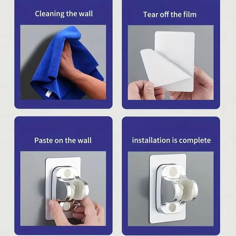 1 Adjustable Shower Head Bracket, Wall Mounted Bracket, Self-adhesive Shower Bracket, Bathroom Accessory