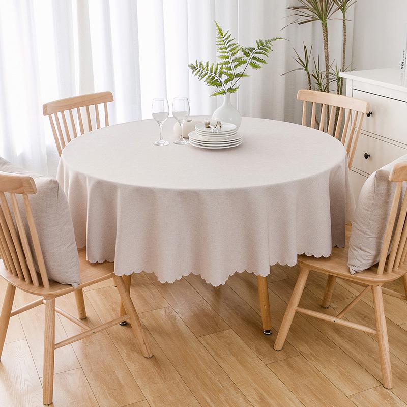 Waterproof Oil-Proof Solid Color Round Tablecloth for Dining, Hotel, and Home