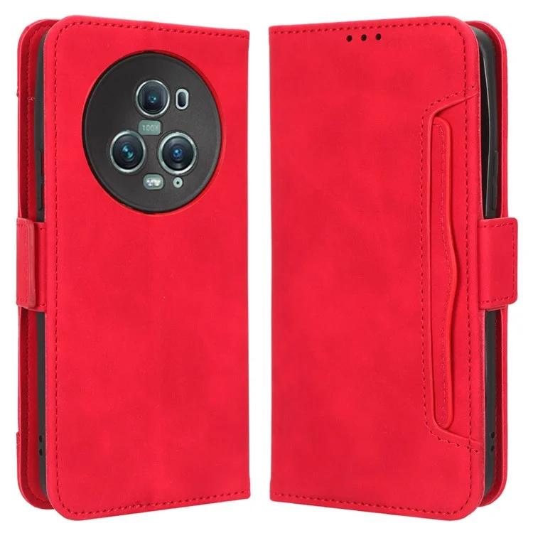 For Honor Magic5 Pro 5G PU Leather Protective Stand Cover Multiple Card Slots Wallet Phone Case