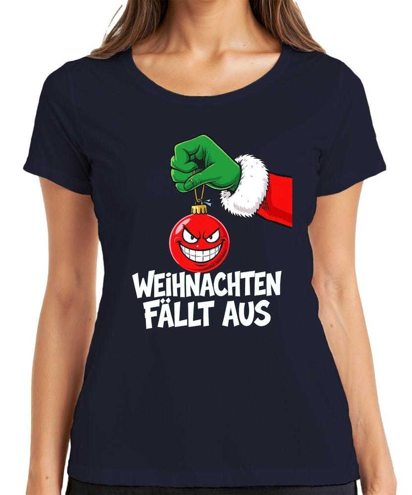 Christmas Falls From Evil Xmas Bauble Green Hand Sarcastic Ladies TShirt S