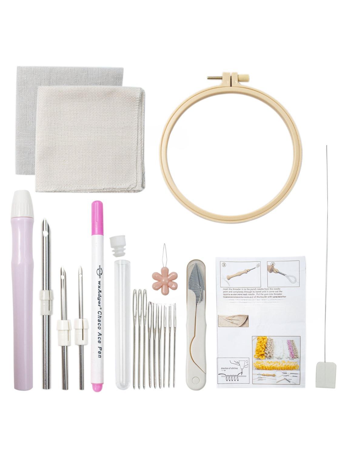 

Punch Needle Kits Adults Beginner Adjustable Punch Needle Embroidery Frame Kits Punch Needle Cloth for DIY Craft Decorations