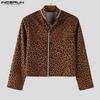 INCERUN Men Long Sleeve c Print Patchwork Casual Cropped Thin Coat Jackets