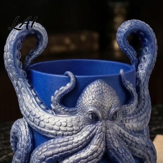 Fantasy Style Plant Container 3D Printed Octopus Planter with Tray Unique Marine-Inspired Succulents Pot Novelty Sea Monsters Decor Pot Drainage