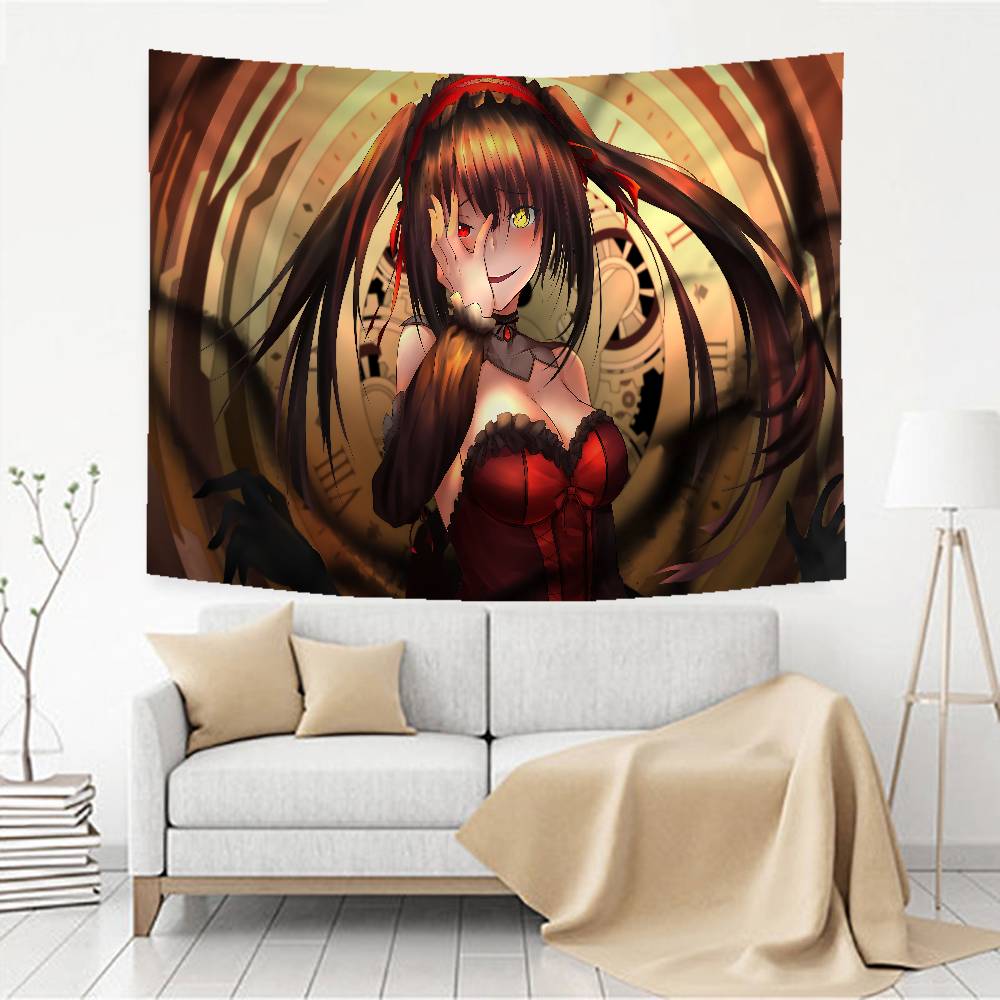 Tokisaki Kurumi Cartoon Printed Large Wall Tapestry Art Science Fiction Room Home Decor Decor Blanket
