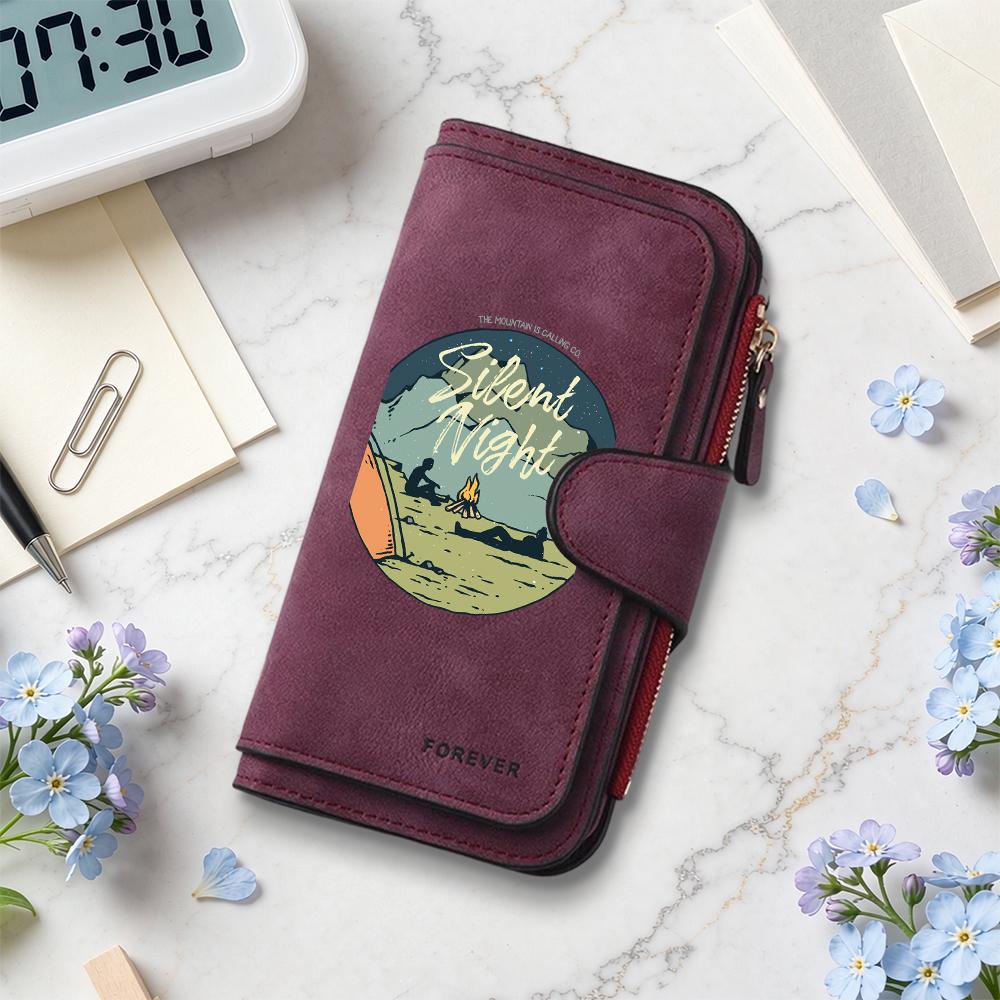 Retro Wallet with Camping Pattern
