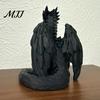 Fine Carved Statues for Bedroom 3D Printed Sitting Black Dragon Statue, Fantasy Western Figurine, Stylish Interior Decorations Gothic Decor