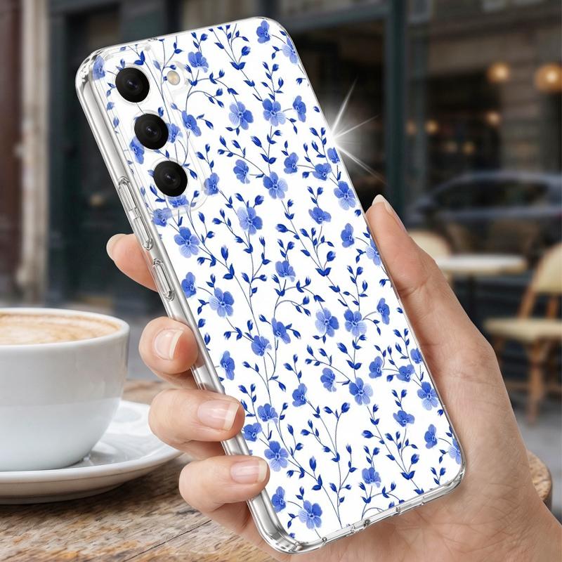 Flowers Leaves Print Case For Samsung S26 Ultra S25 FE S24 S23 S22 Plus S21 A15 A25 A35 A55 A16 A26 A36 A56 A17 A37 A57 5G Clear TPU Soft Cover