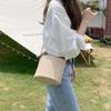 Women Fashion Woven Bucket Top Handle Bags Beach Straw Shoulder Bags Bohemian Summer Handbags Casual Bow Knot Crossbody Bags