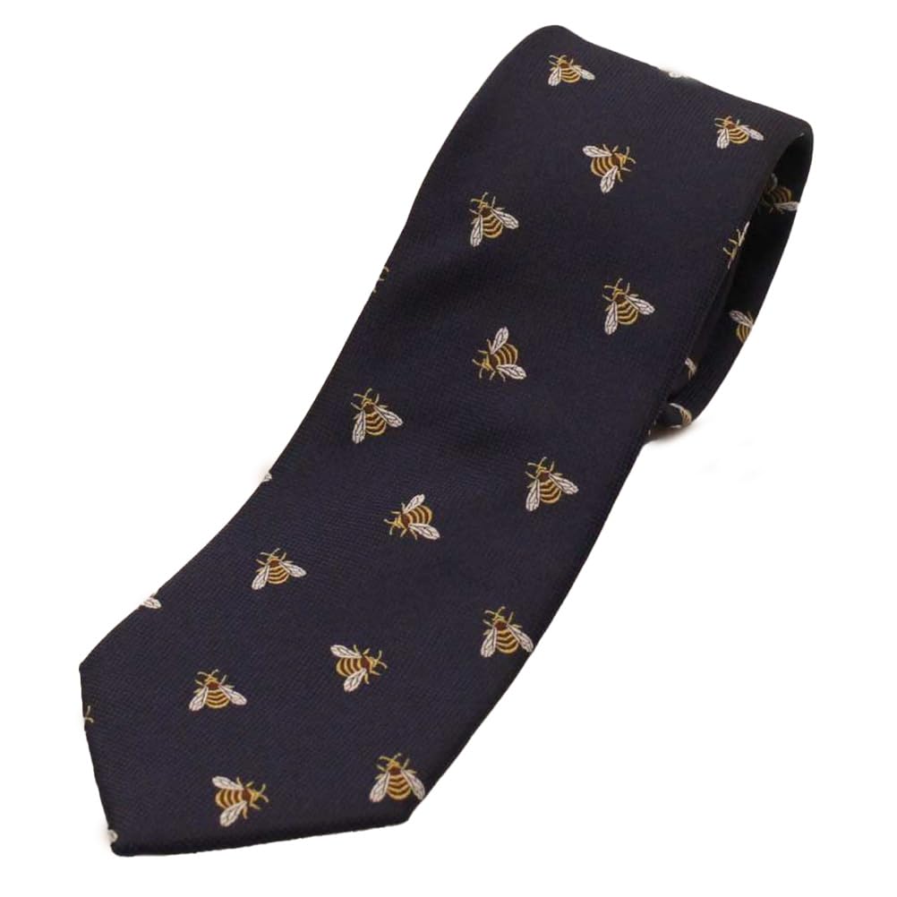 

[CUFFSMANIA] Navy Blue Bee Pattern Tie - Funny, Unique, and Interesting