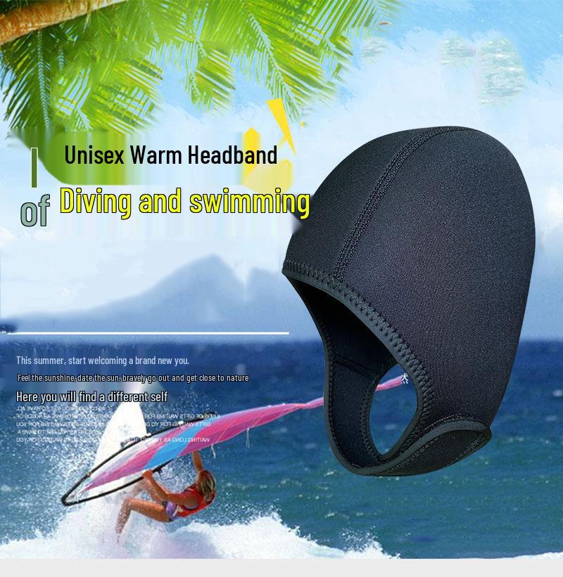 2,5 mm Neopren Tauchhaube, Badekappe für Sonnenschutz und Wärme beim Winterschwimmen, Surfen und Tauchen