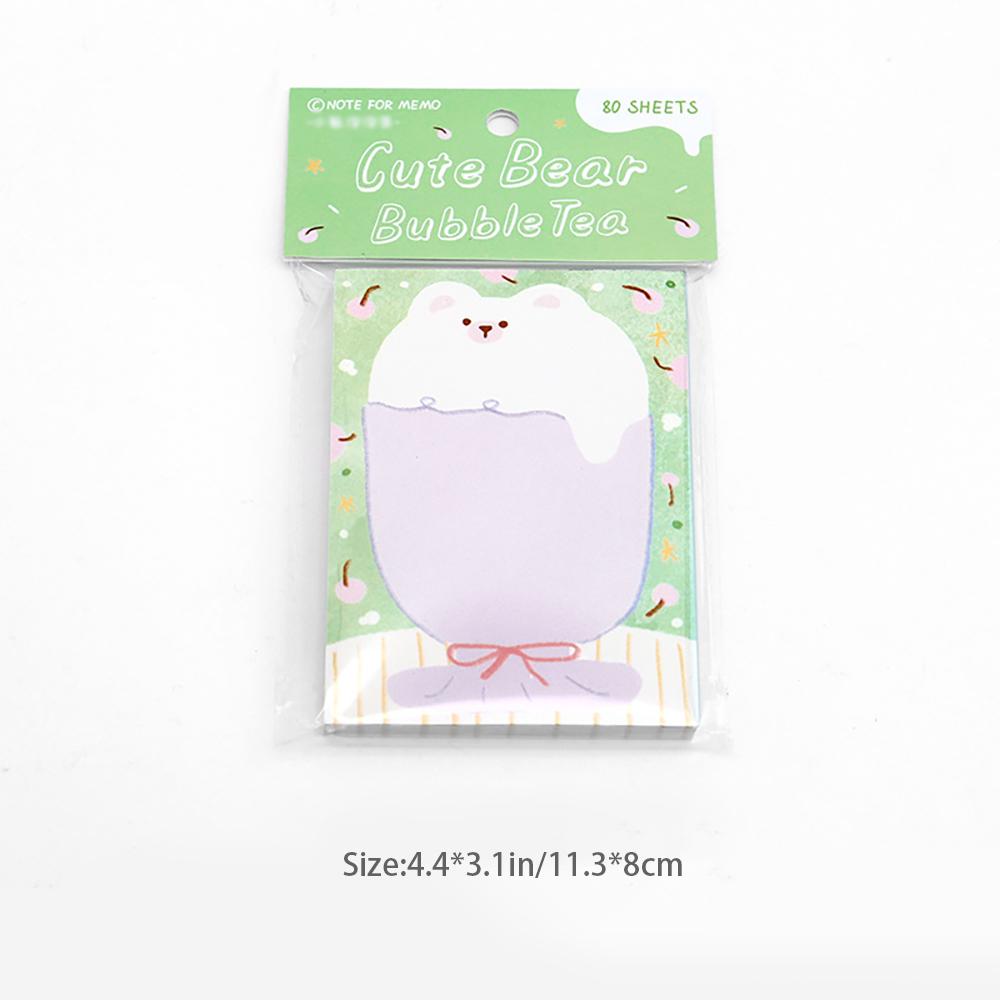 80 sheets Cute sticky notes, small animal account message material paper, student memo marker notebook