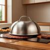 BBQ Dome Cover Stainless Steel Griddle with Handle Brushed Grill Lid for Backyard Cooks,