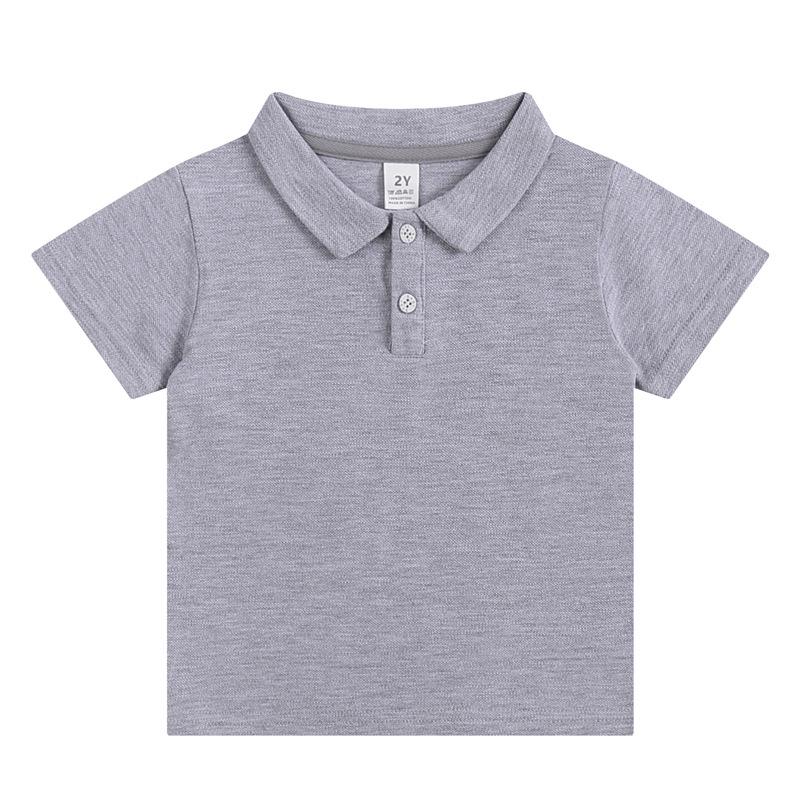 2025 Kids' Elastic Cotton Polo T-Shirts: Summer Short-Sleeve Solid Colors for Boys & Girls, Small & Medium Sizes.