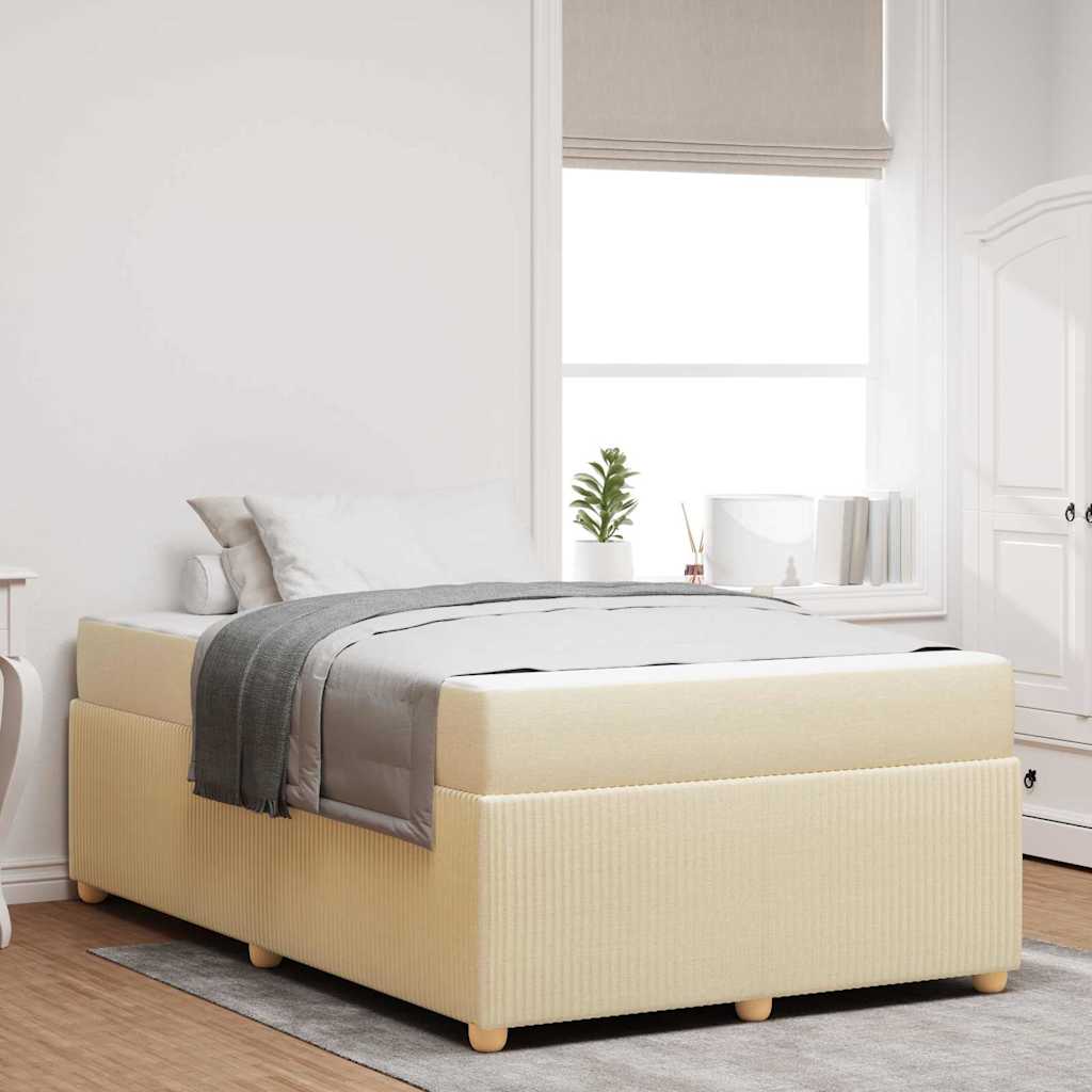 Bed Frame with Mattress Cream 120 X 190 Cm Fabric