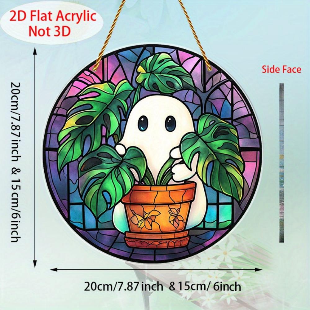 2D Flat Acrylic Halloween Ghost Pendant for Windowsills, Porches, Courtyards, Gardens, Offices, Bars, Coffee Shops, Farmhouses and Room Decorations