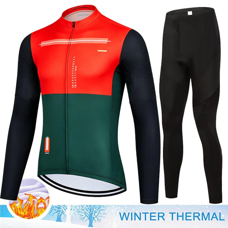 Men Winter Fleece Thermal Jacket MTB Bicycle Clothing Long Sleeve Cycling Jerseys Set Ciclismo Outdoor Warm Cothes Pants