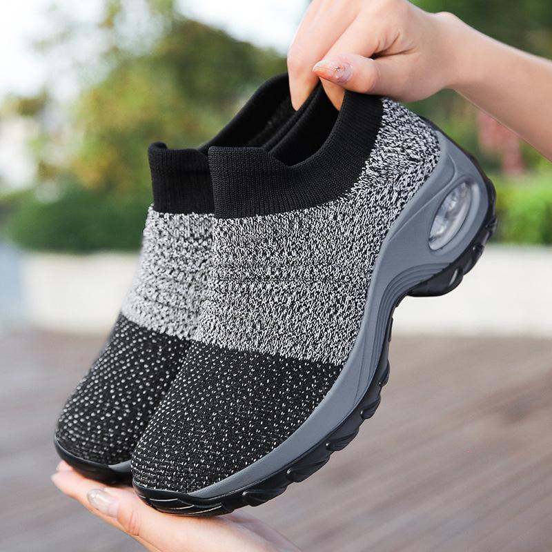 Large size air cushion fly-woven sneakers overalls rocking shoes casual shoes socks shoes