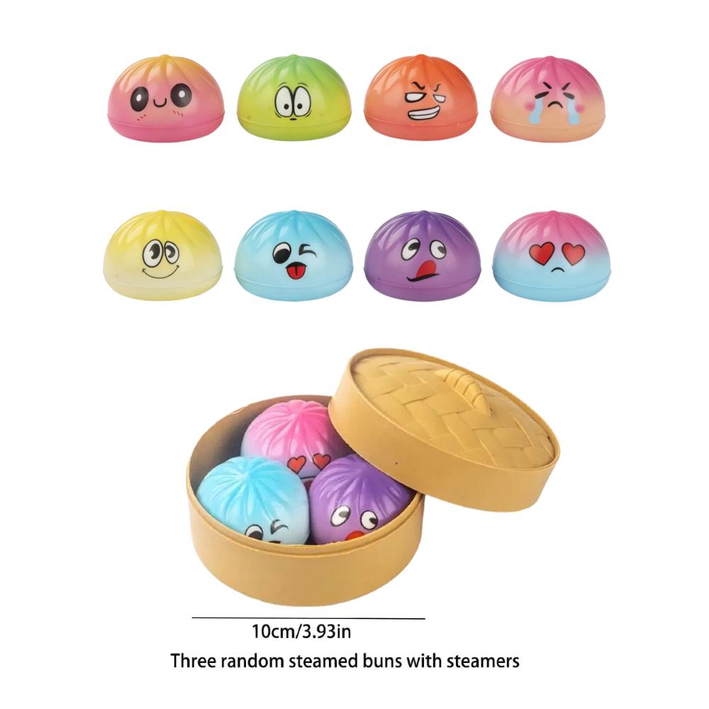 Glitter Knoedel Squishy met Doosje Knoedels Sensorisch Stoommandje Zachte TPR Deegbal voor Decompressie Fidget Speelgoed Stressverlichting Cadeau