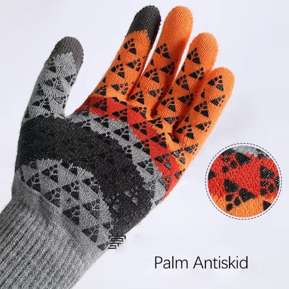 Fleece Knit Gloves Touchscreen Wool Gloves Windproof Full Finger Mittens