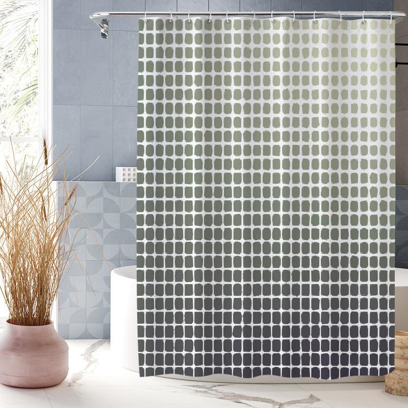 Creative Simple Digital Print Shower Curtain Waterproof Polyester Bathroom Curtain