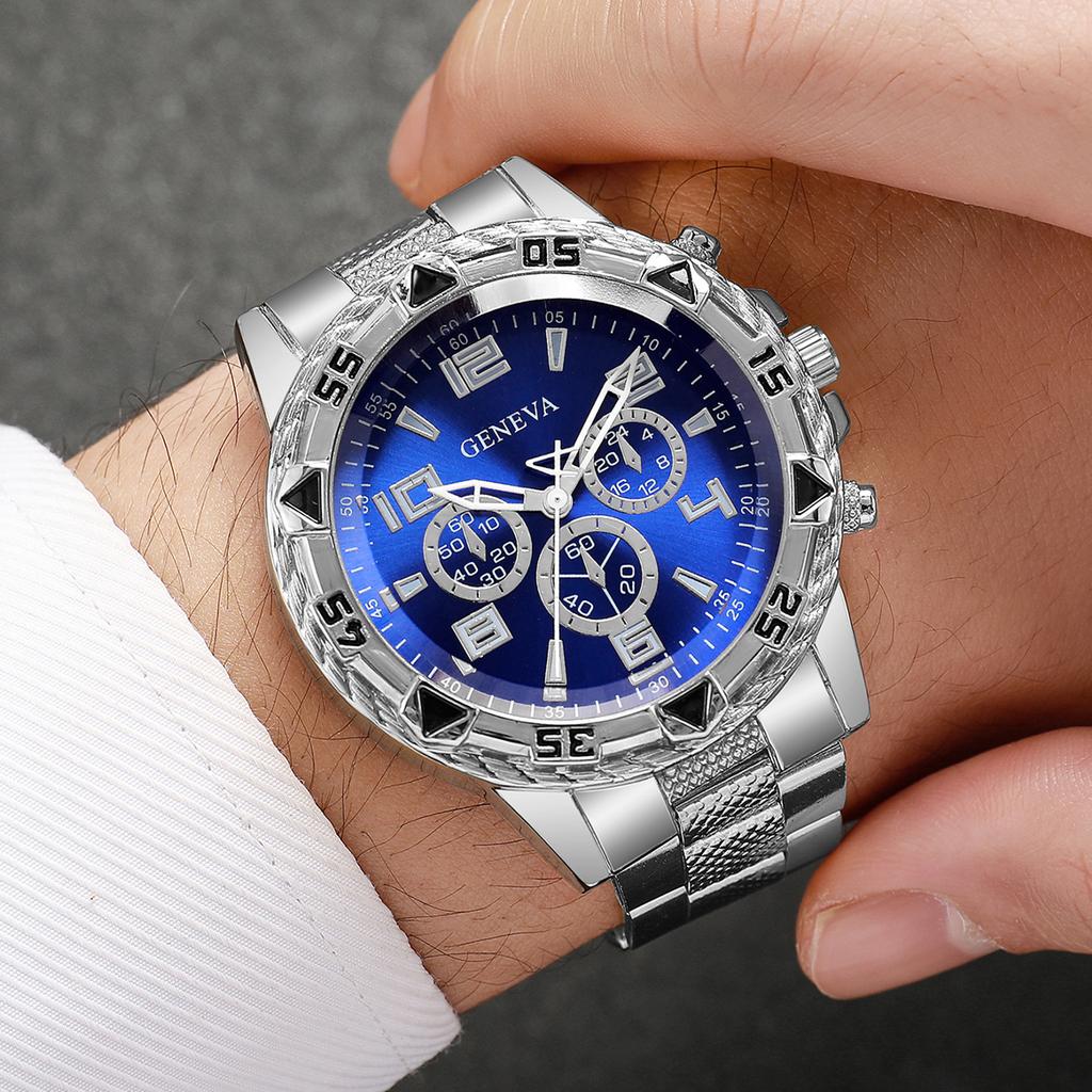 2PCS/Set Men Business Watches Fashion Big Dial Mens Quartz Watch Set Relogio Masculino