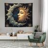Sun and Moon Tapestry Psychedelic Mystical Floral Tapestry Hippie Bohemian Floral Plant Wall Hanging Vintage Aesthetic Tapestry