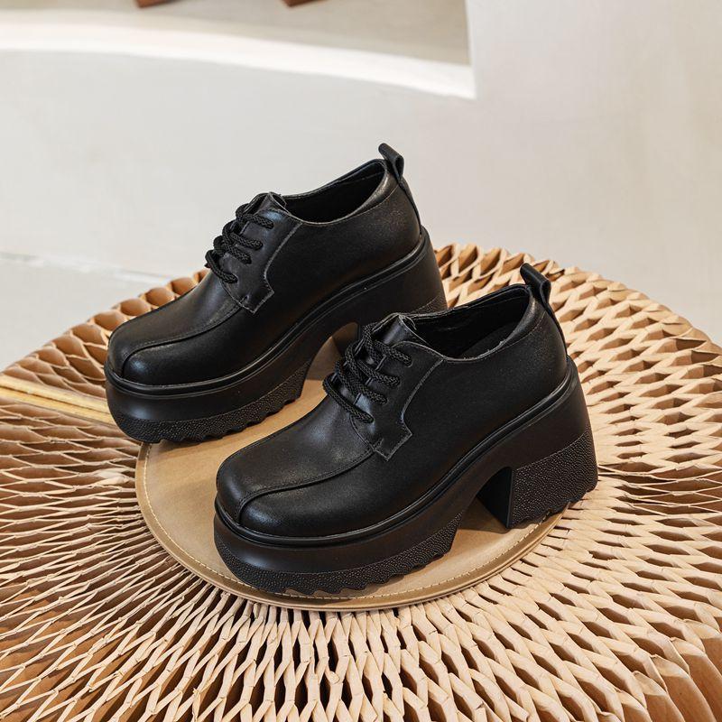 

Fujin туфли-лодочки на танкетке на платформе 10 см, брендовая обувь высокого качества на весну и осень, ботильоны до середины икры, женские ботильоны, женская обувь 39 чёрный