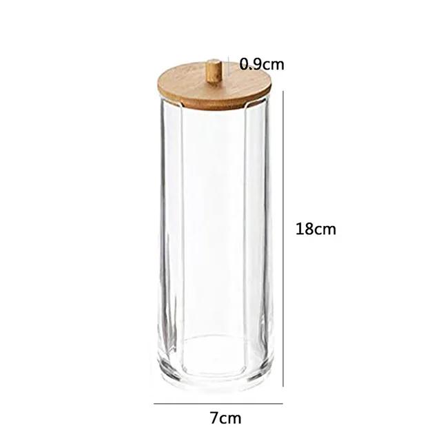 New Makeup Cotton Pad Organizer Storage Box For Cotton Swabs Rod Cosmetics Jewelry Bathroom Qtip Container with Bamboo Lid
