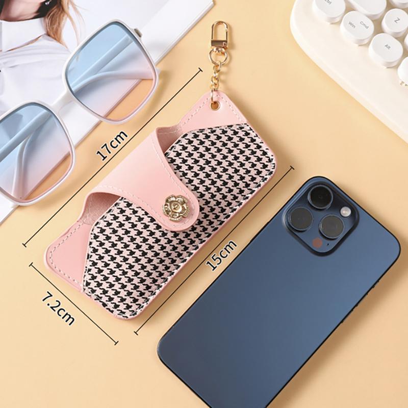 PU Glasses Storage Bag Soft Leather Sunglasses Pouch Portable Glasses Protective Cover Eyewear Holder Hanging Bag