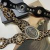 Leopard Leather Waistband Gothic Dress Jeans Belt Fashionable Women's Rivet Belt  Spicy Girls