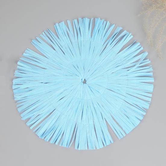 Round Paper Placemats with Tassel Fringe Handmade Woven Heat-Resistant Table Mats Non-Slip Coasters for Cups Plates Kitchen Dining Decor