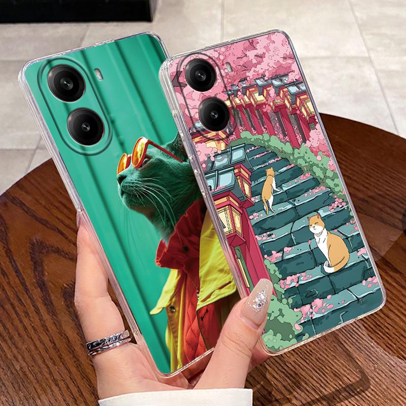 Jelly Casing For Xiaomi POCO X7 PRO 5G/Redmi Turbo 4 5G Clear Silicone Soft TPU Back Cover Cute Cat Rabbit Heart Protective Case