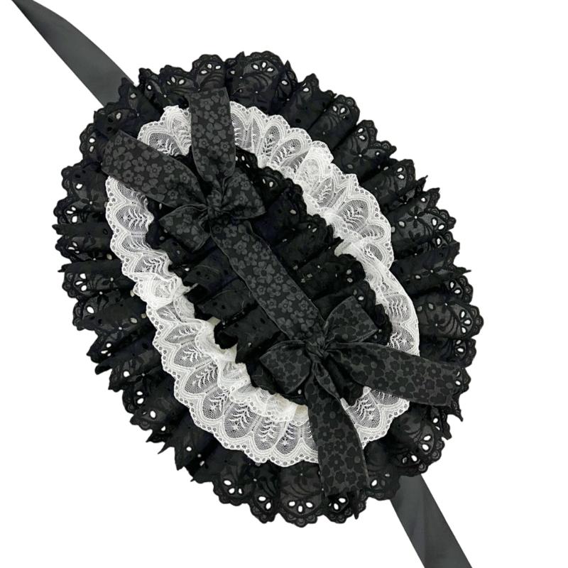 Victorian Dancing Party Anime Hat With Lace Bowknot Floral Design Adjustable Headbands For Women Girls Sun Protecting