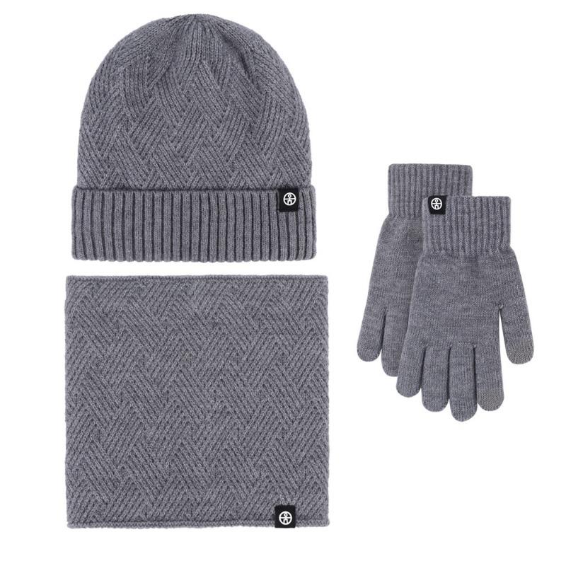 Winter scarf warm three-piece hat scarf gloves three-piece knitted velvet thickened cold-proof wool set