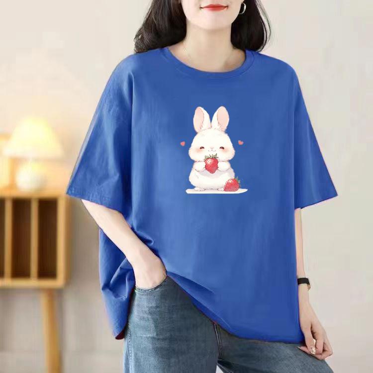 Summer New Short-sleeved T-shirt Female Korean Version of The Printed Loose Tops Loaded Cotton