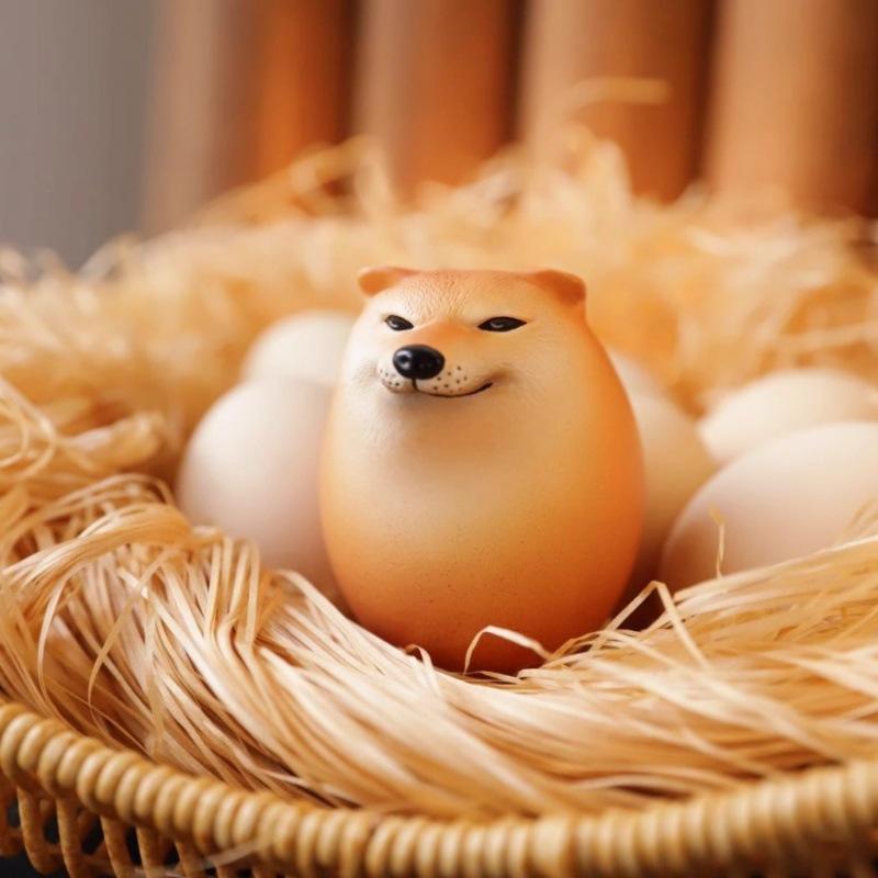

Dog & Egg Decorations Creative Shiba Inu Realistic Egg Shape Desk Decor for Home Offices Fun Christmas Gifts Home Decor Figurine
