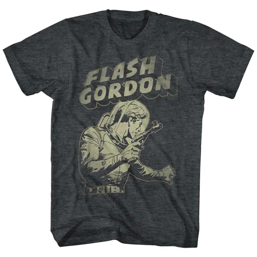Flash Gordon Classic 80 s Movie Flash Holding Ray Gun Men s T Shirt M