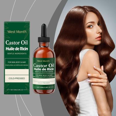 Castor Oil Care Essential Oil Moisturizing & Nourishing Care for Eyelashes, Eyebrows, Hair, and Skin Suitable for Whole Body Use 100ml