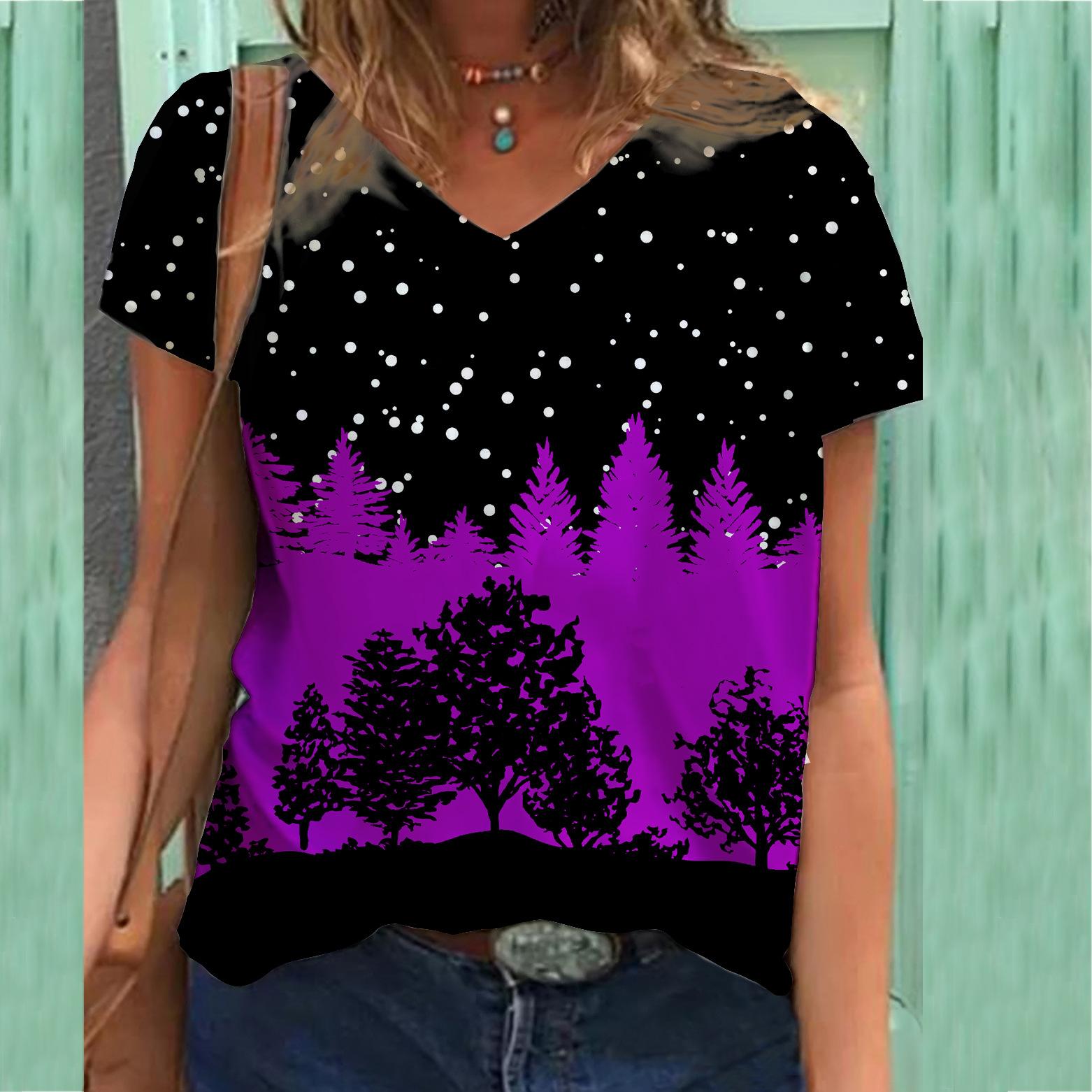 

Футболка с 3D-принтом на цветочную тематику, V-образный вырез, женские футболки с короткими рукавами и 3D-принтом, женский топ 3XL