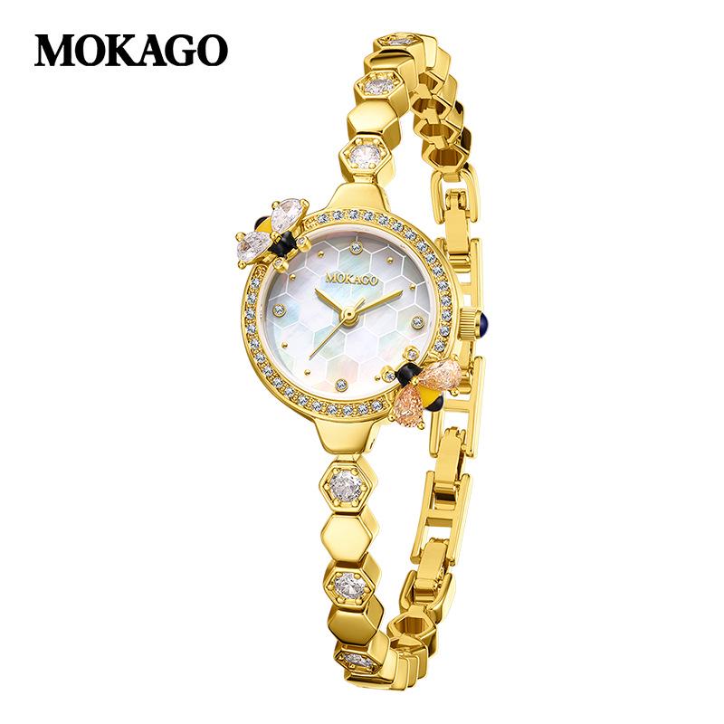 Mokago New Bee Women s Quartz Alloy Bracelet Watch - Stylish, Lightweight, Small Round Dial