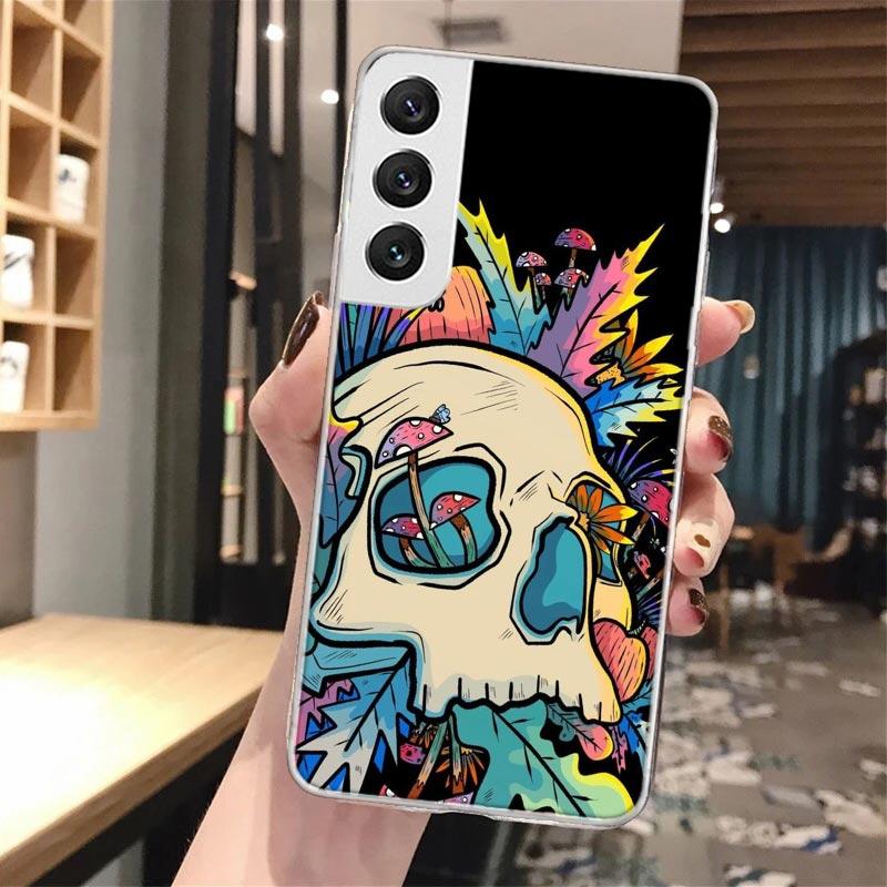 Floral Sugar Skull Flower Soft Phone Case For Samsung Galaxy S24 S23 S22 S25 Ultra S21 Plus S20 FE S10 + S24Ultra Pattern Capa S